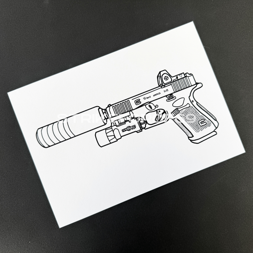 GLOCK 19 Handdrawn Art Print by Strikeforce69