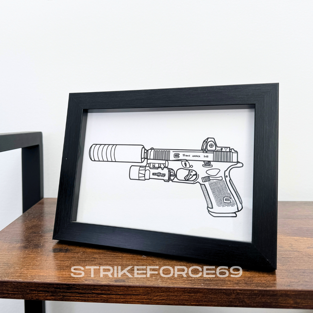 GLOCK 19 Handdrawn Art Print by Strikeforce69