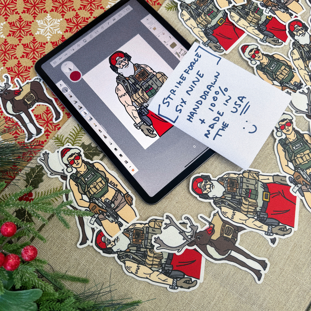 Christmas Tactical Sticker Pack | Bad Santa, Thicc Mrs. Claus, and Killer K9 Rudolph