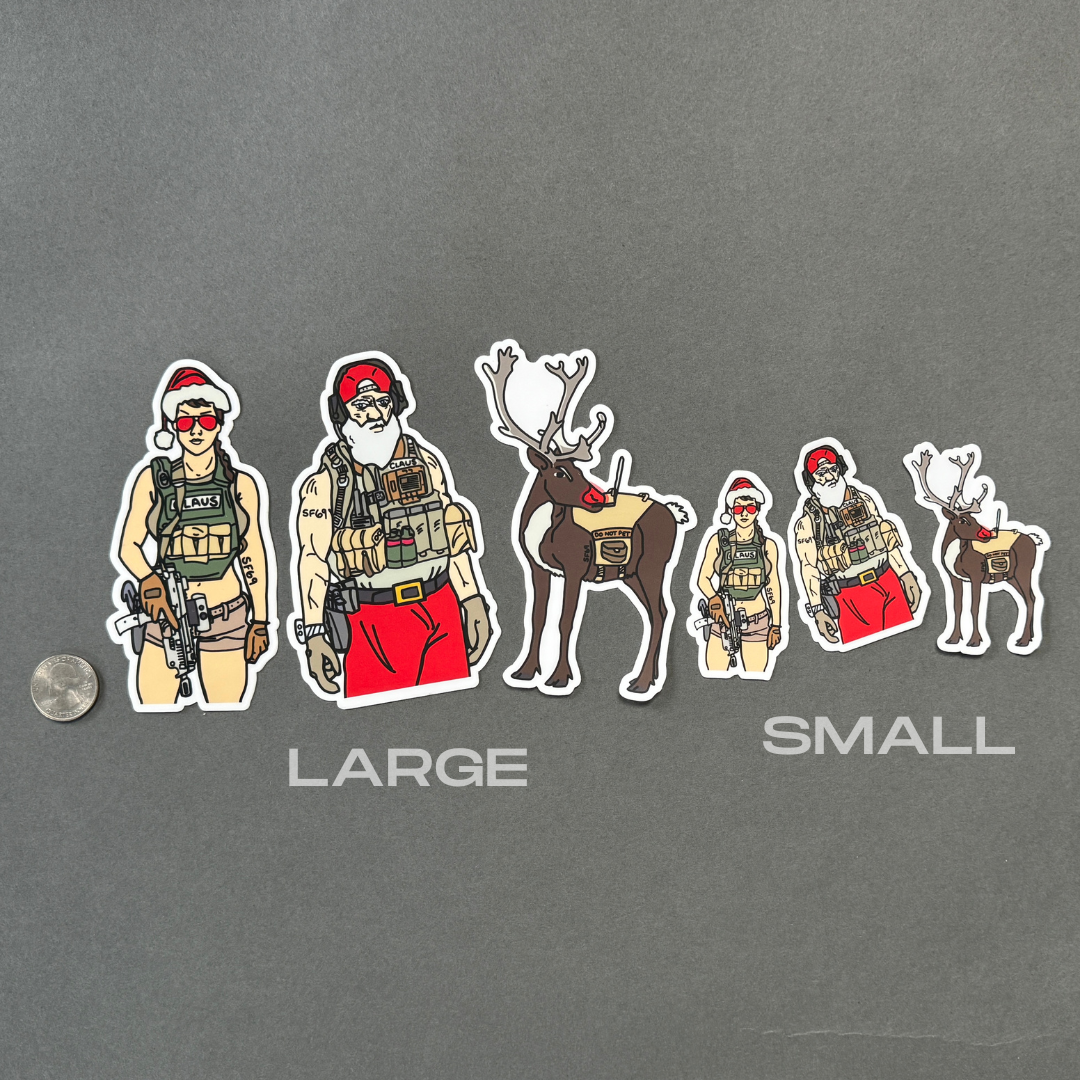 Christmas Tactical Sticker Pack | Bad Santa, Thicc Mrs. Claus, and Killer K9 Rudolph