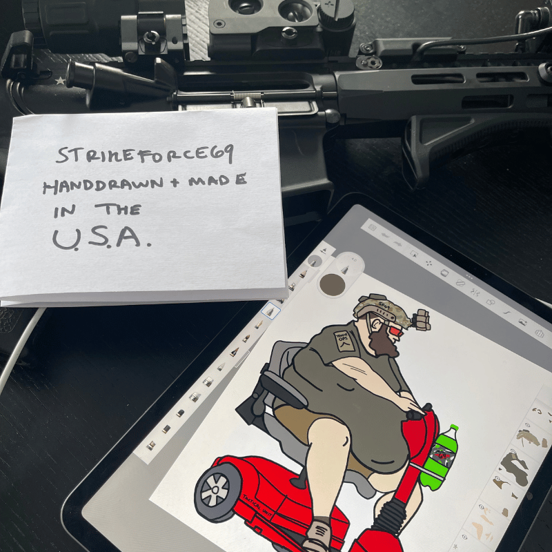 IMAGE OF STRIKEFORCE69 ON PAPER WITH DRAWN DESIGN