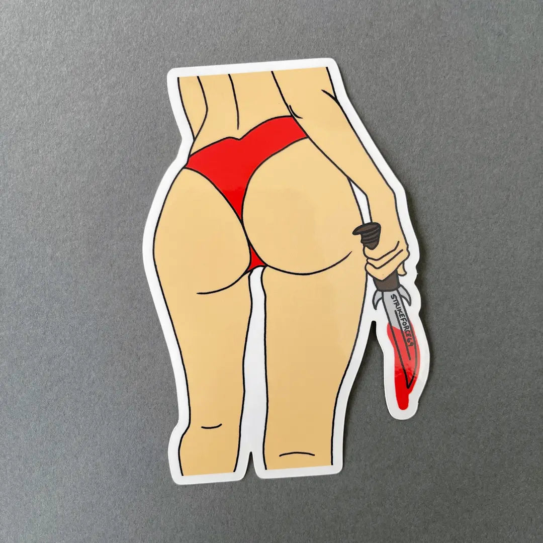 Pinup Girl with Bloody Knife Tactical Sticker