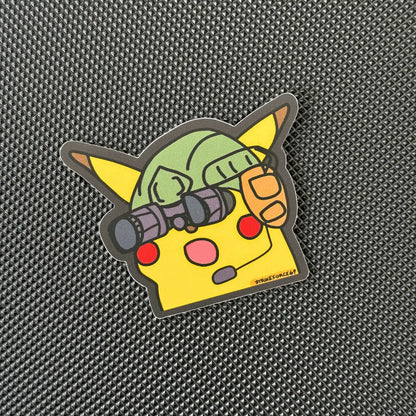 Pika character wearing nightvision goggles raiding