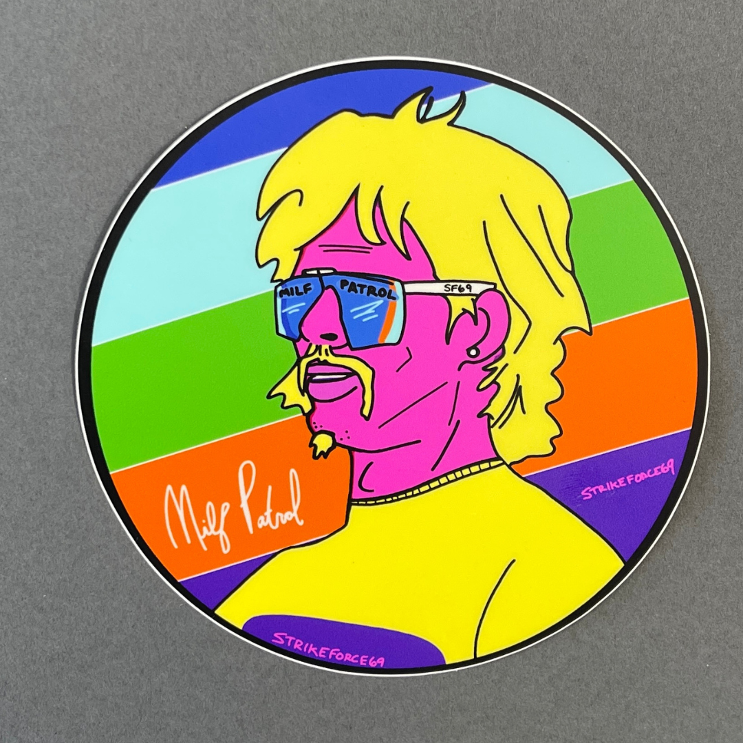 MILF Patrol is a 5x5 retro tactical sticker