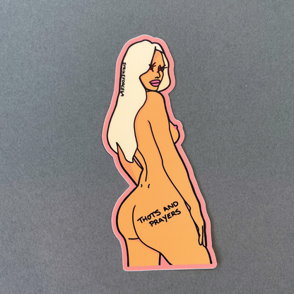 Thots & Prayers Nude Waifu Model Sticker